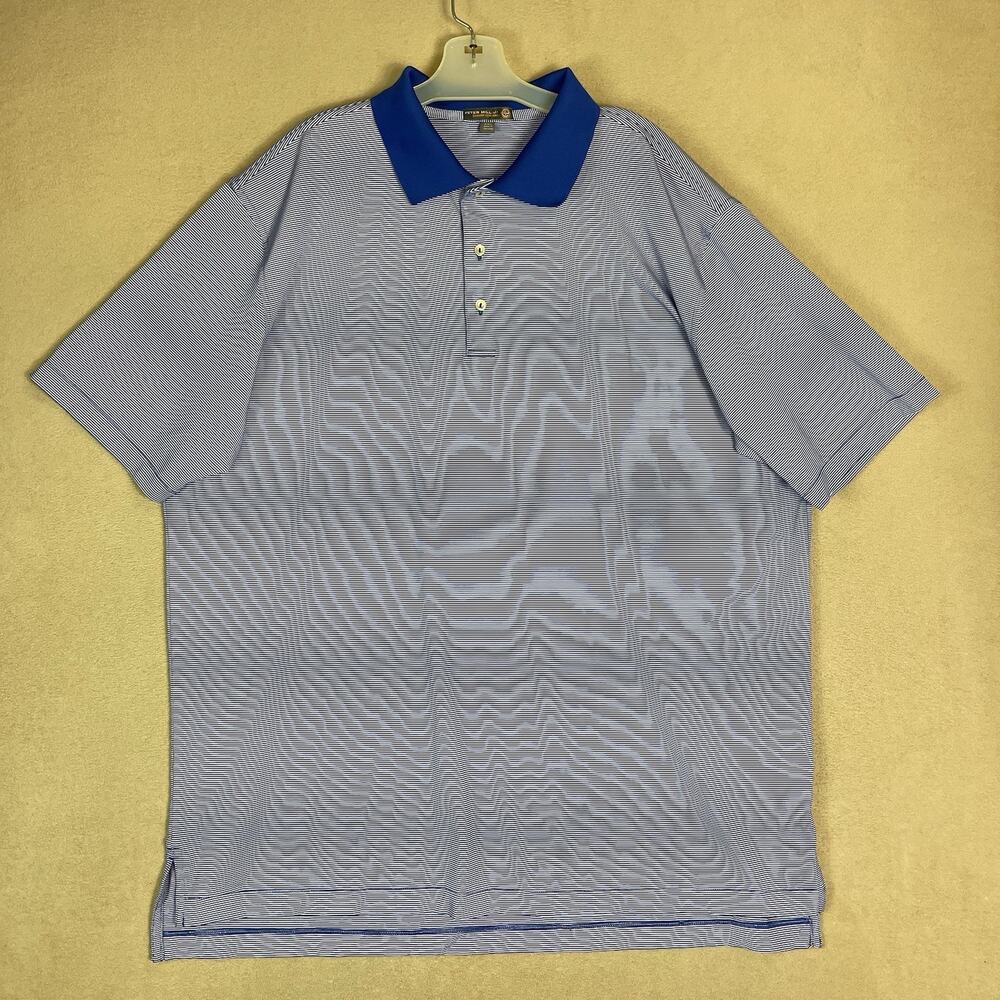 Peter Millar Polo Shirt Mens‎ XXL Blue Summer Comfort Golf Performance Stretch